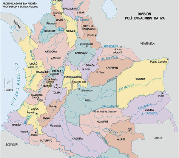 Map of Colombian coffee producing regions
